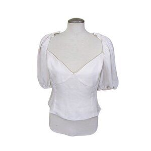 Aritzia Wilfred Novella Babydoll Smocked Crop Top Plus 1X Cream Puff Sleeve Y2K